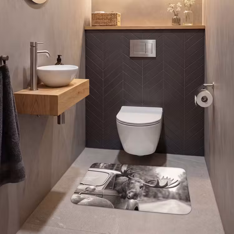 Wc Mat - Eland - Auto - Gewei - Zwart - Wit — 2