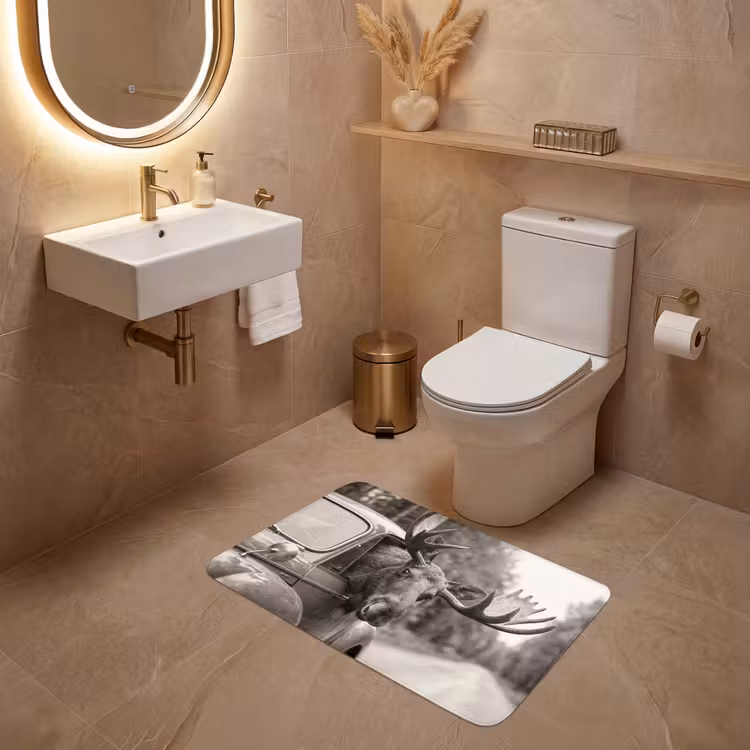 Wc Mat - Eland - Auto - Gewei - Zwart - Wit — 4