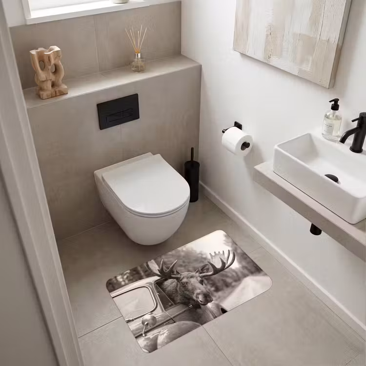 Wc Mat - Eland - Auto - Gewei - Zwart - Wit — 6