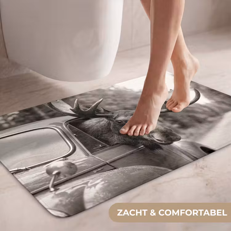 Wc Mat - Eland - Auto - Gewei - Zwart - Wit — 7