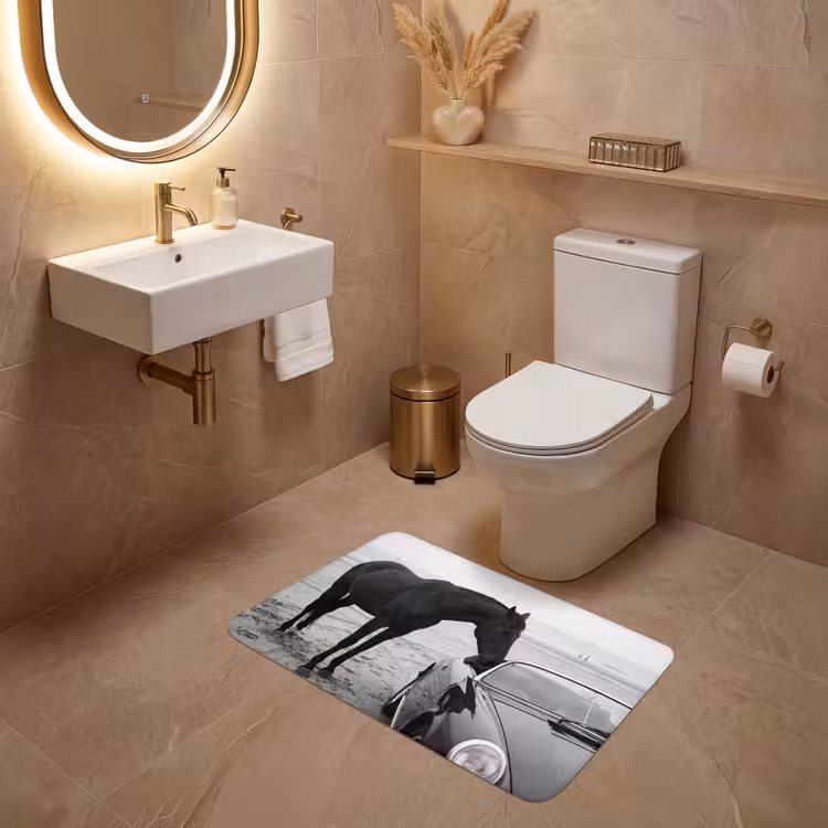 Wc Mat - Paard - Auto - Zwart - Wit — 4