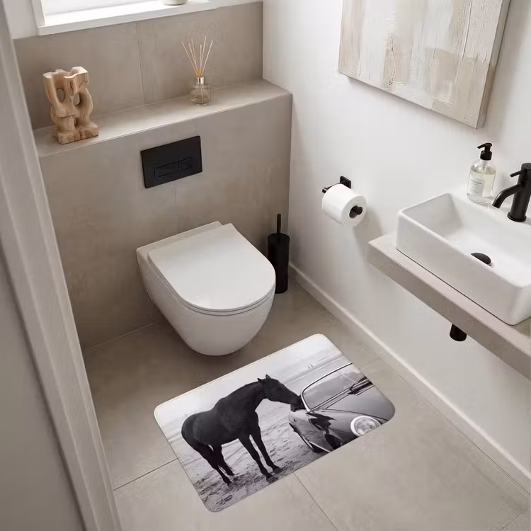 Wc Mat - Paard - Auto - Zwart - Wit — 6