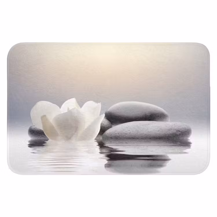 Wc Mat - Stenen - Lotus - Wit - Water - Zen — 1
