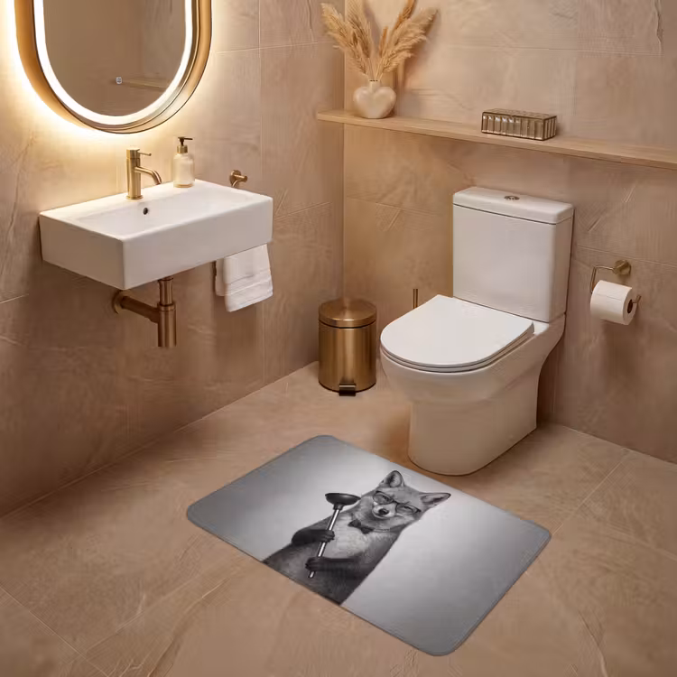 Wc Mat - Vos - Wc-ontstopper - Zwart - Wit — 4