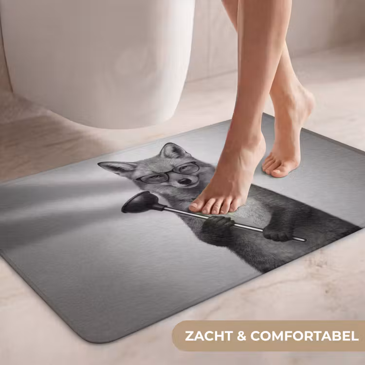 Wc Mat - Vos - Wc-ontstopper - Zwart - Wit — 7