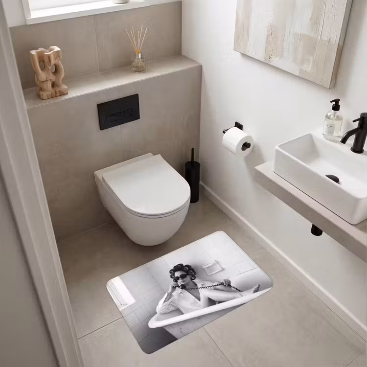 Wc Mat - Bad - Vrouw - Zwart - Wit — 6