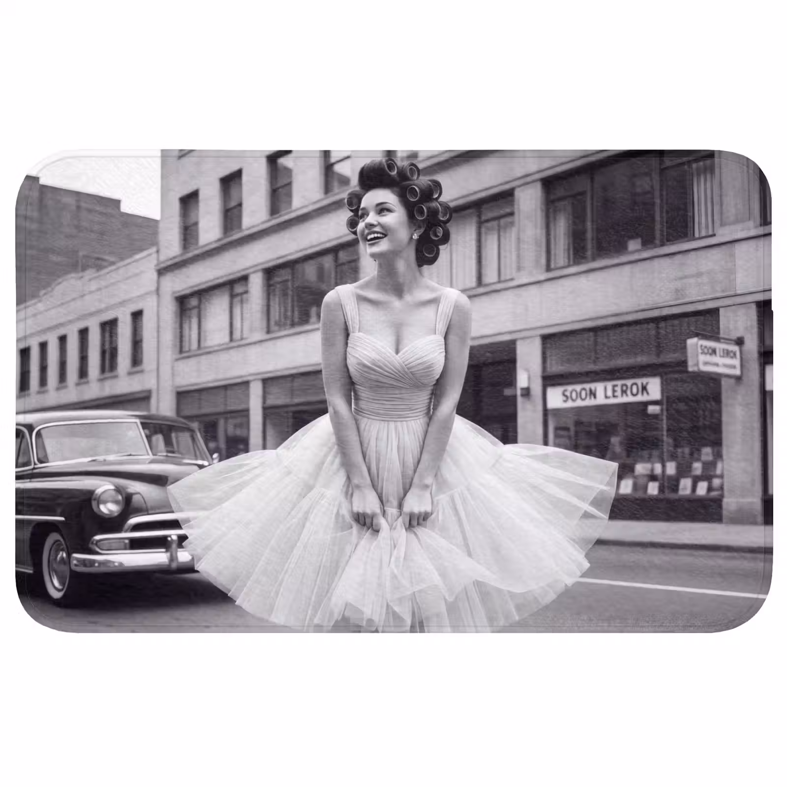 Wc Mat - Retro - Vrouw - Zwart - Wit — 1