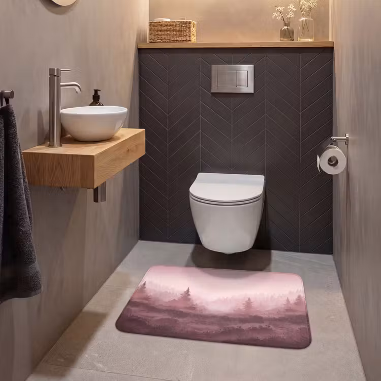 Wc Mat - Landschap - Mistig - Roze — 2