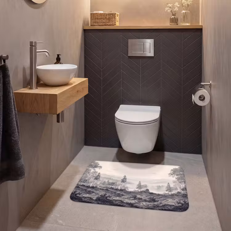 Wc Mat - Mistig - Berglandschap - Illustratie — 2