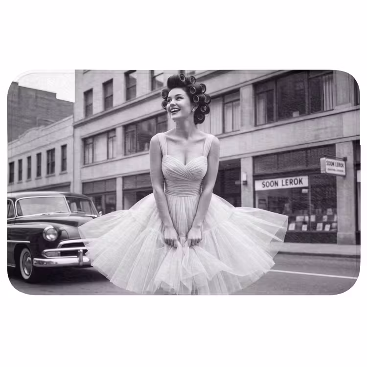 Wc Mat - Retro - Vrouw - Zwart - Wit — 1