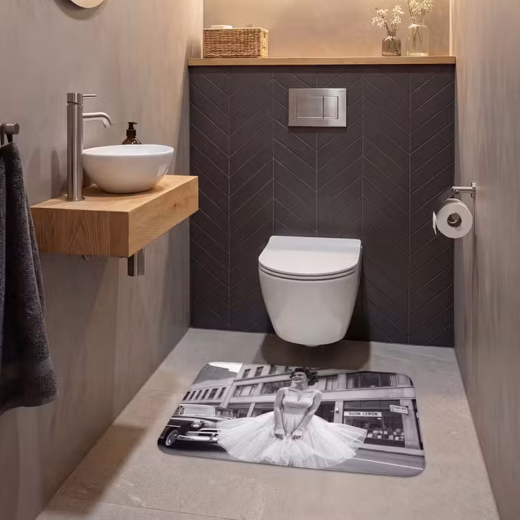Wc Mat - Retro - Vrouw - Zwart - Wit — 2