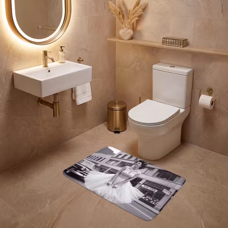 Wc Mat - Retro - Vrouw - Zwart - Wit — 4