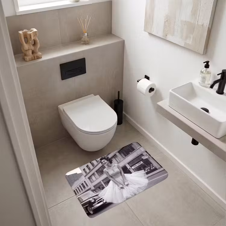 Wc Mat - Retro - Vrouw - Zwart - Wit — 6