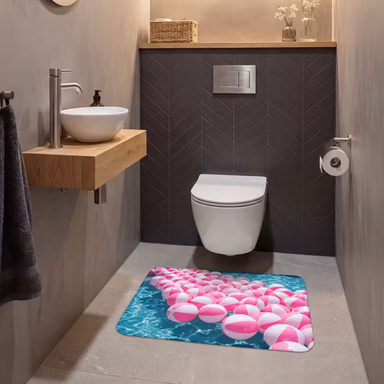 Wc Mat - Strandballen - Roze - Water — 2