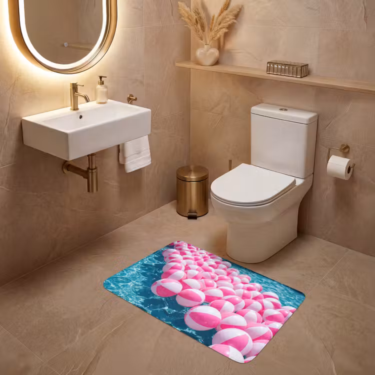 Wc Mat - Strandballen - Roze - Water — 4