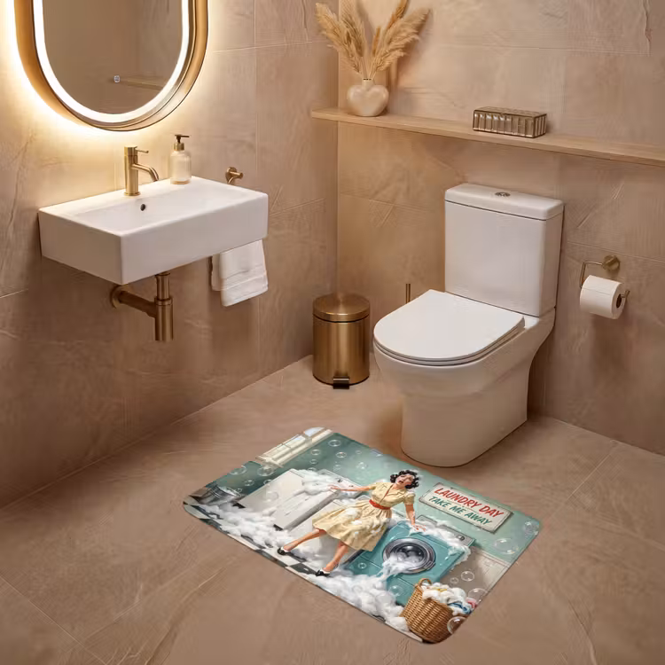 Wc Mat - Retro - Blauw - Vrouw — 4