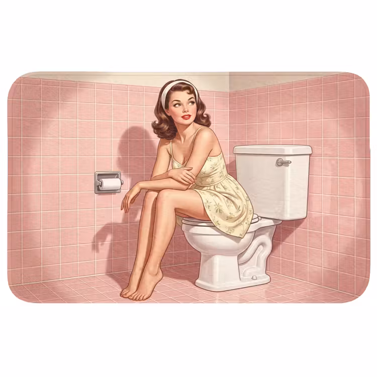 Wc Mat - Roze - Retro - Vrouw — 1