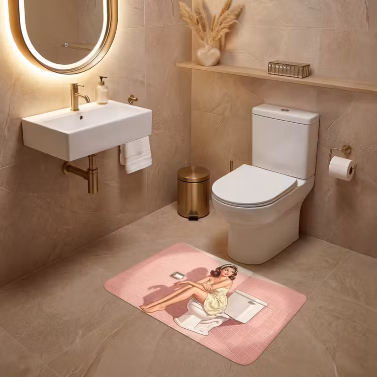 Wc Mat - Roze - Retro - Vrouw — 4