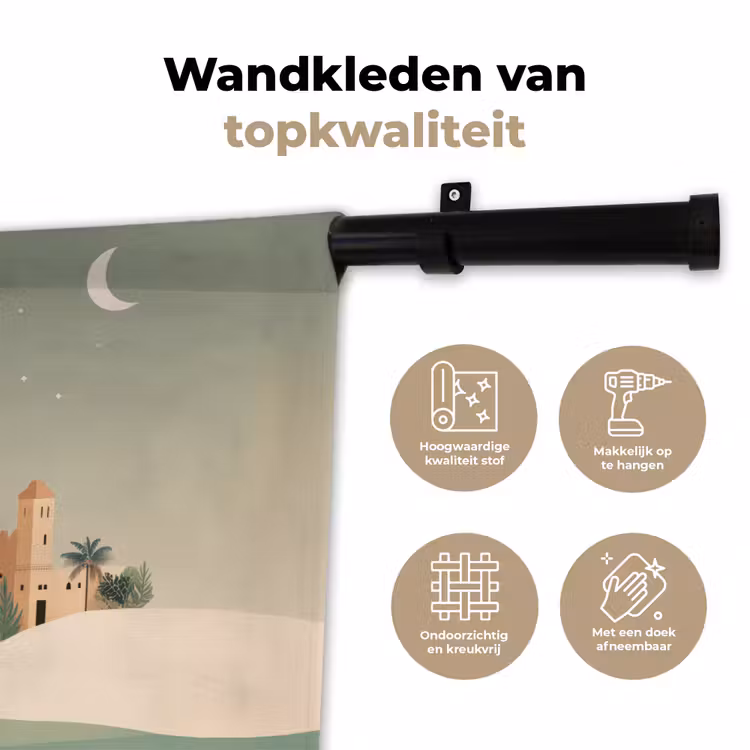 Wandkleed - Nachtlandschap - Kamelen - Sterren - zandduinden — 3