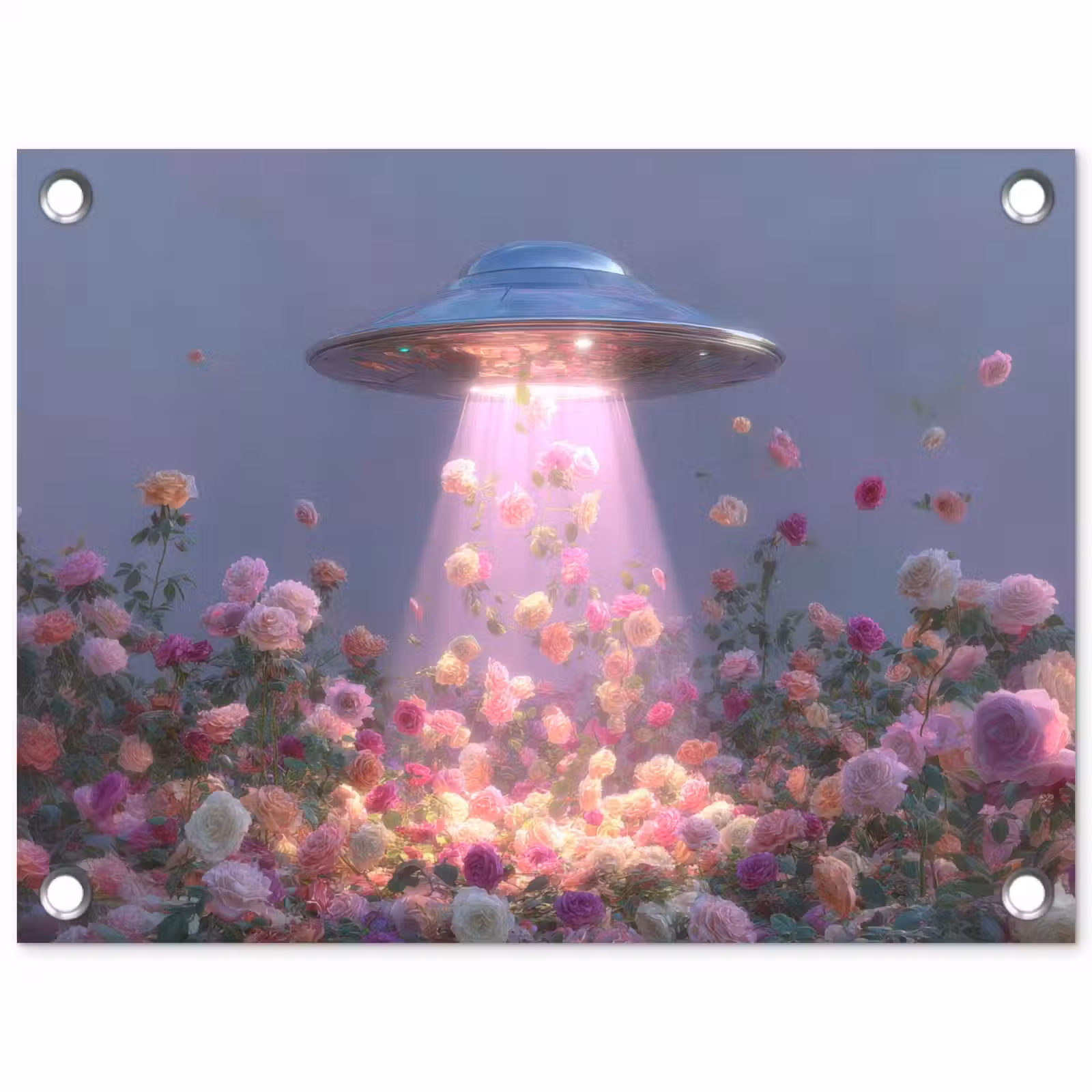 Tuinposter - Ufo - Rozen - Pastelkleuren — 1