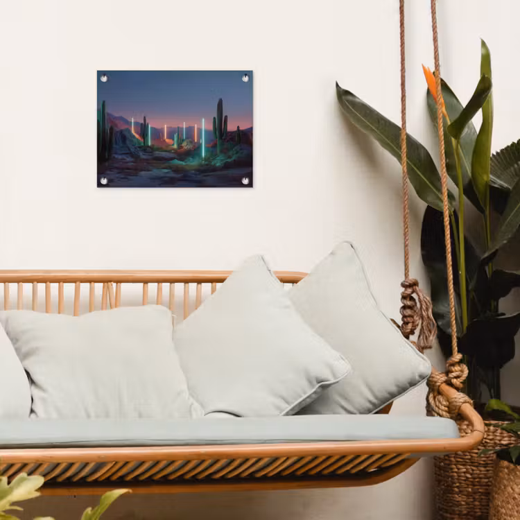 Tuinposter - Cactus - Lichtzuilen - Zonsondergang — 5