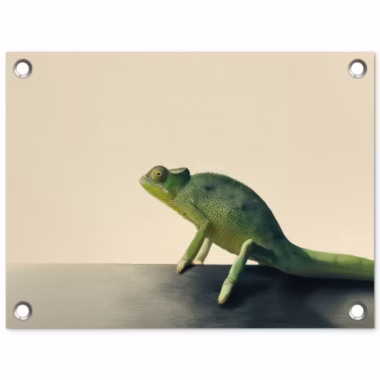 Tuinposter - Kameleon - Groen - Minimalistisch — 1