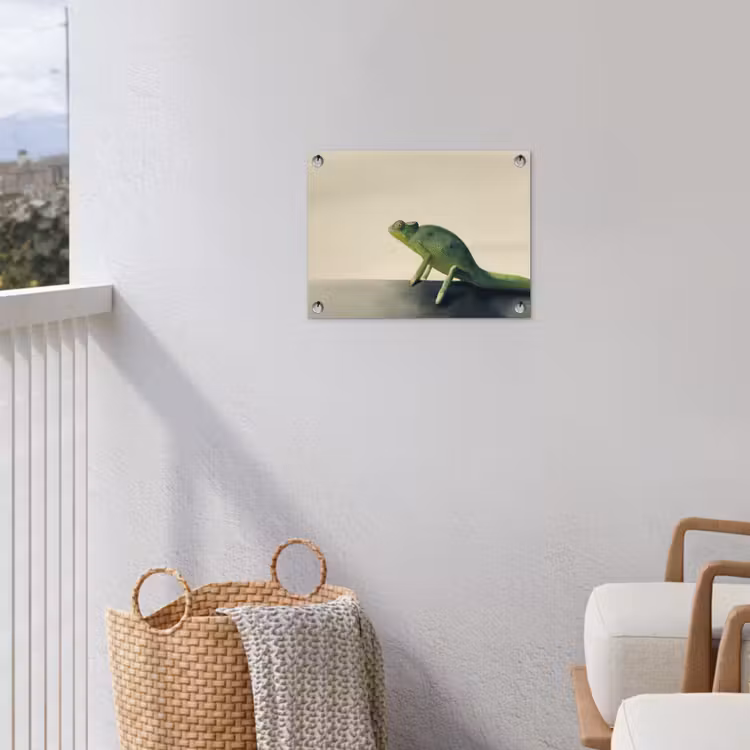 Tuinposter - Kameleon - Groen - Minimalistisch — 3