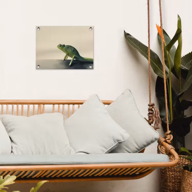 Tuinposter - Kameleon - Groen - Minimalistisch — 5