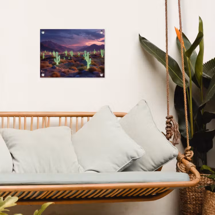 Tuinposter - Neon cactussen - Woestijn - Zonsondergang — 5