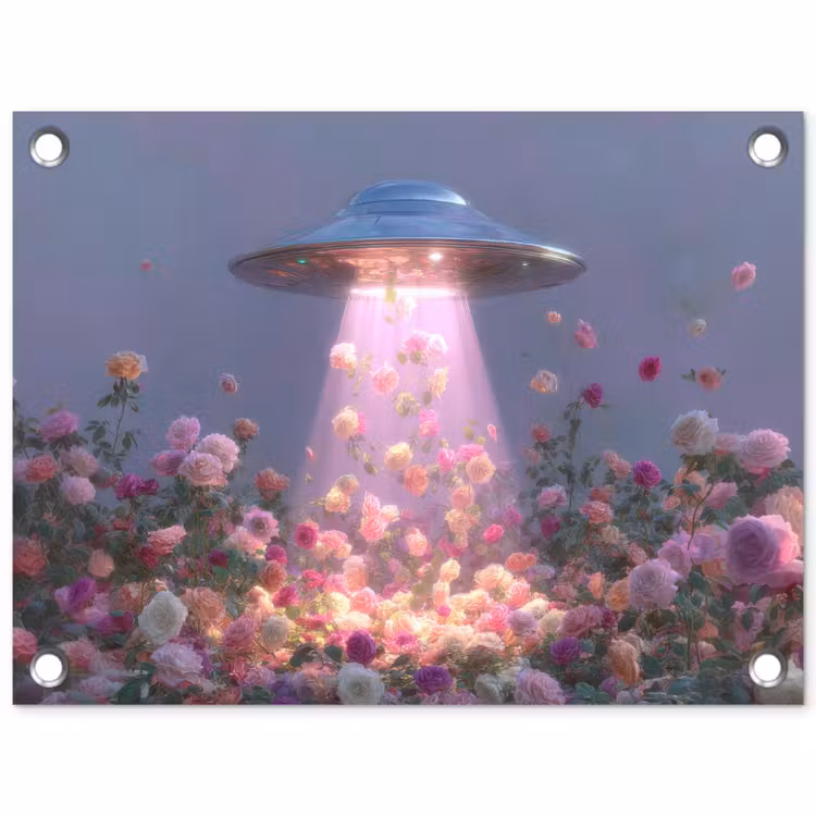 Tuinposter - Ufo - Rozen - Pastelkleuren — 1