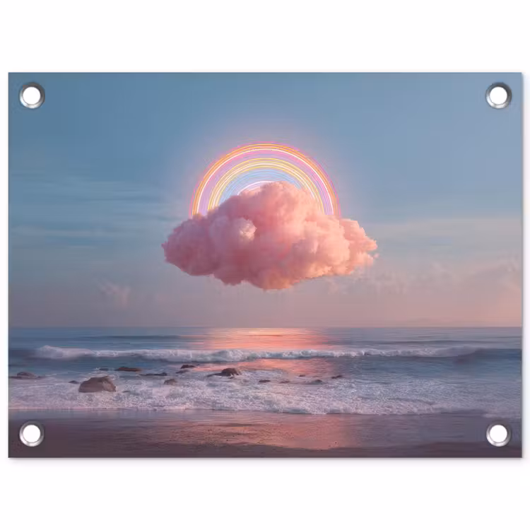 Tuinposter - Wolk - Regenboog - Zee — 1