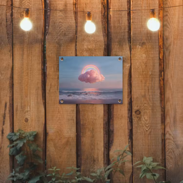 Tuinposter - Wolk - Regenboog - Zee — 2