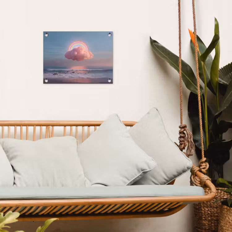 Tuinposter - Wolk - Regenboog - Zee — 5