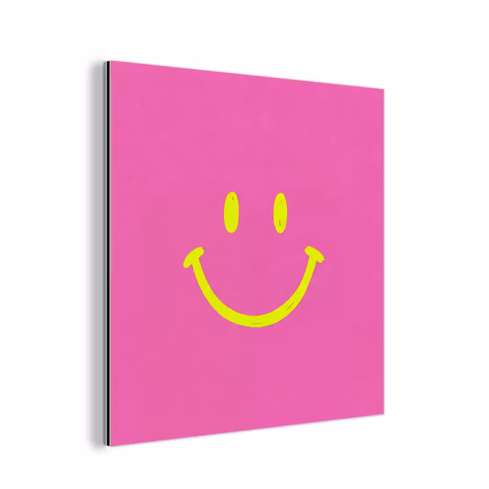 Aluminium schilderij - Smiley - Vrolijk - Roze — 1