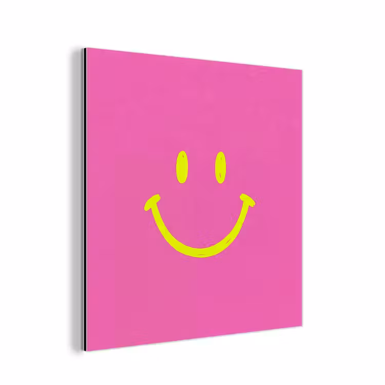 Aluminium schilderij - Smiley - Vrolijk - Roze — 1
