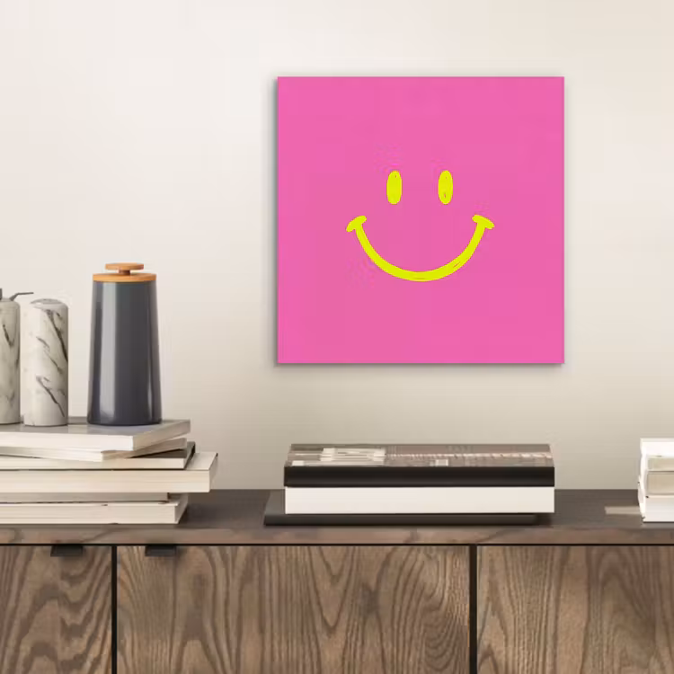 Aluminium schilderij - Smiley - Vrolijk - Roze — 2
