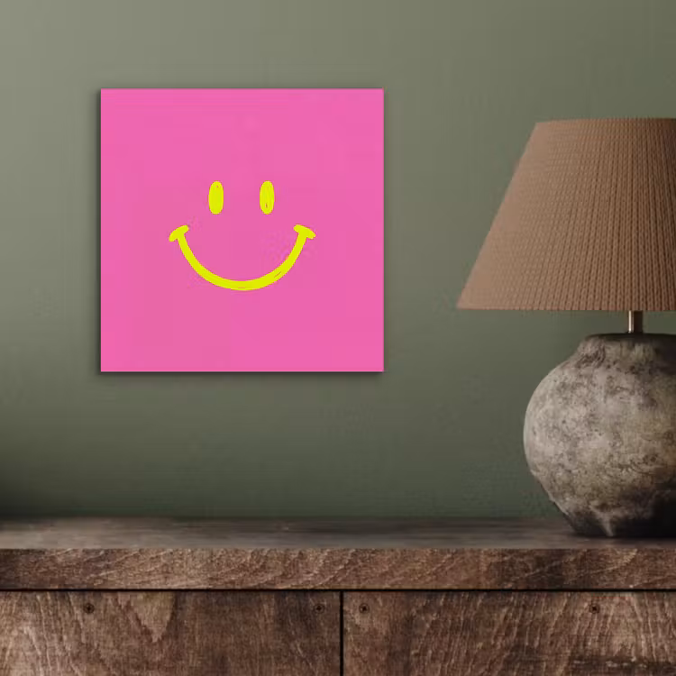 Aluminium schilderij - Smiley - Vrolijk - Roze — 3
