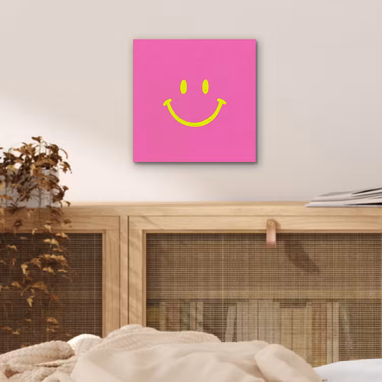 Aluminium schilderij - Smiley - Vrolijk - Roze — 4