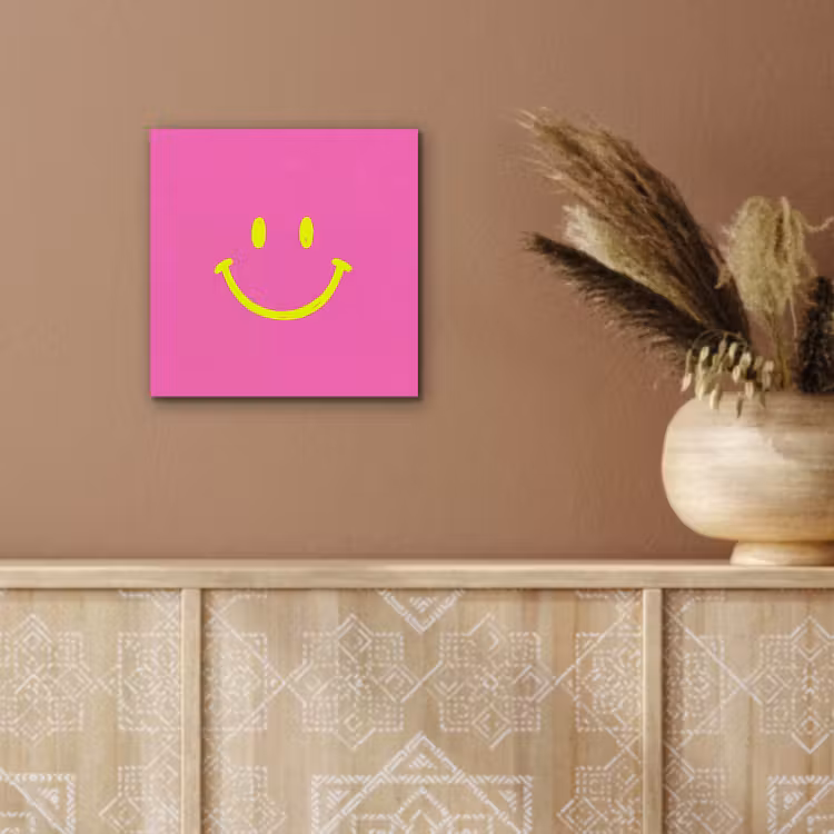 Aluminium schilderij - Smiley - Vrolijk - Roze — 5