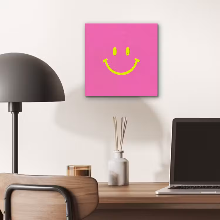 Aluminium schilderij - Smiley - Vrolijk - Roze — 6
