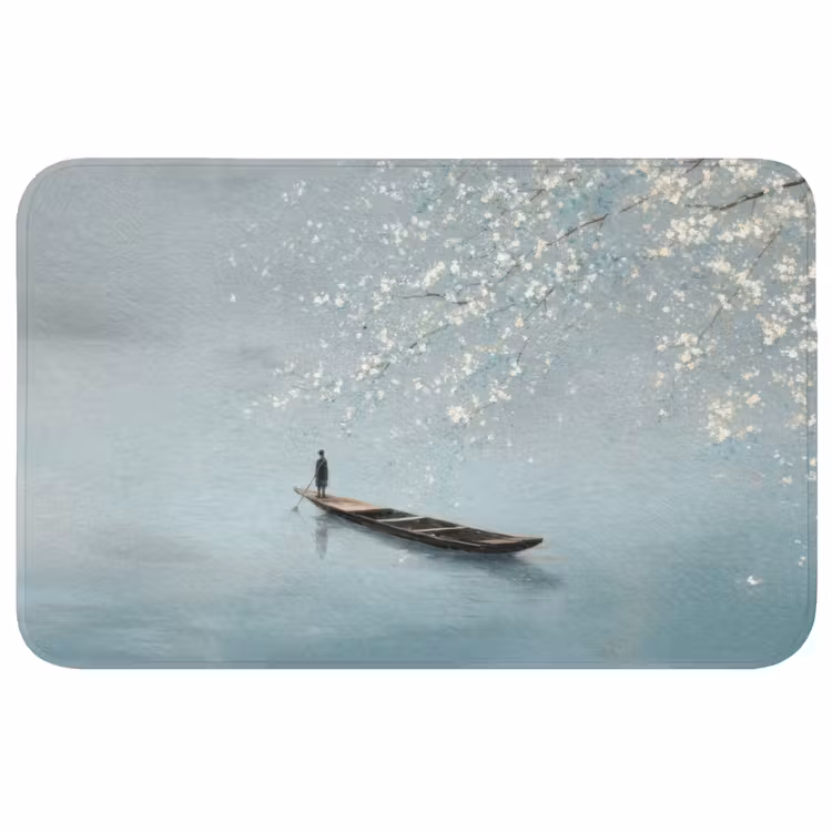 Badmat - Bloesems - Minimalistisch - Wateroppervlak - Boot — 1