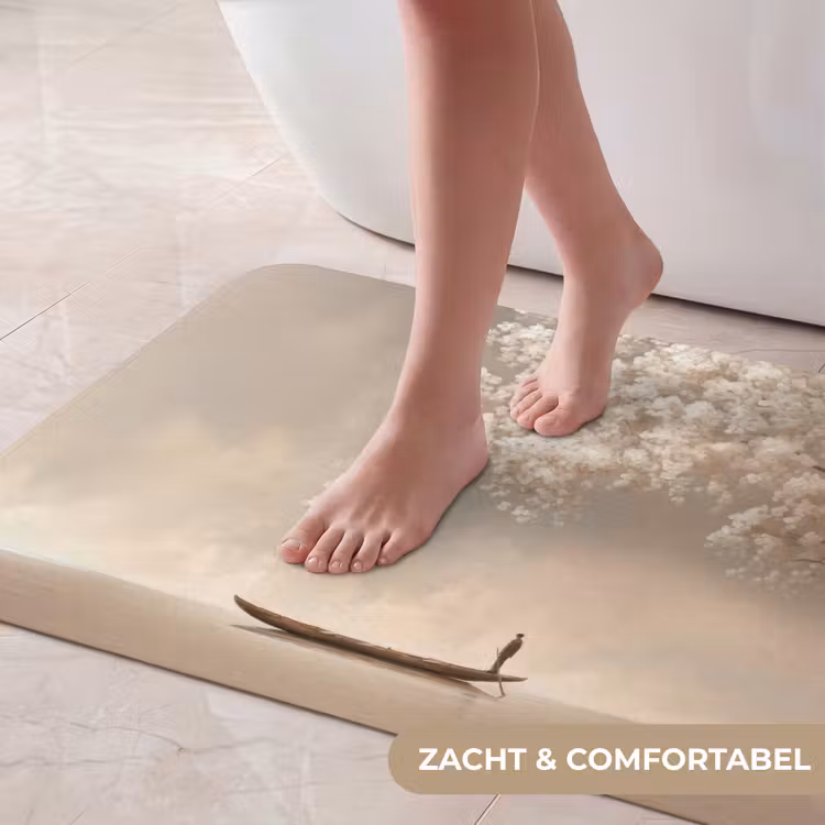 Badmat - Bloesems - Wit - Boot - Minimalistisch — 5