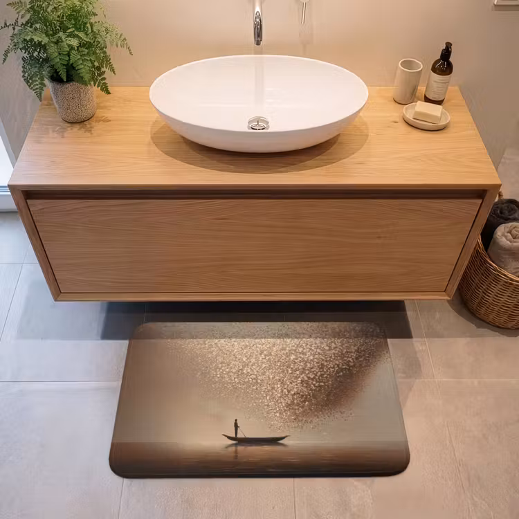 Badmat - Bootje - Blaadjes - Goud - Water — 2