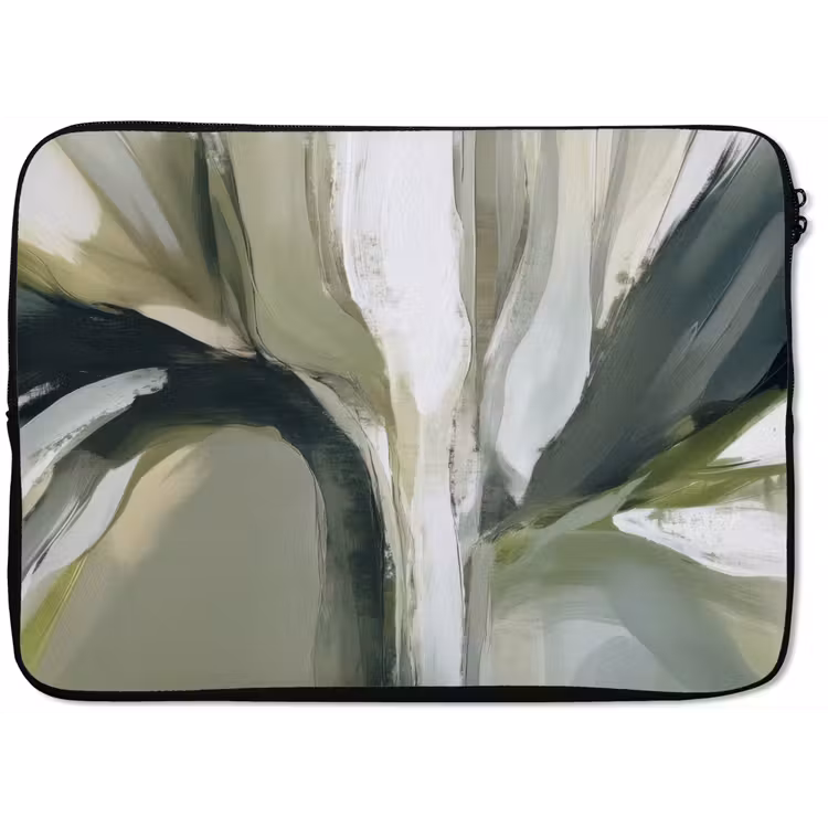 Laptophoes - Natuur - Abstract - Groen - Penseelstreken — 1