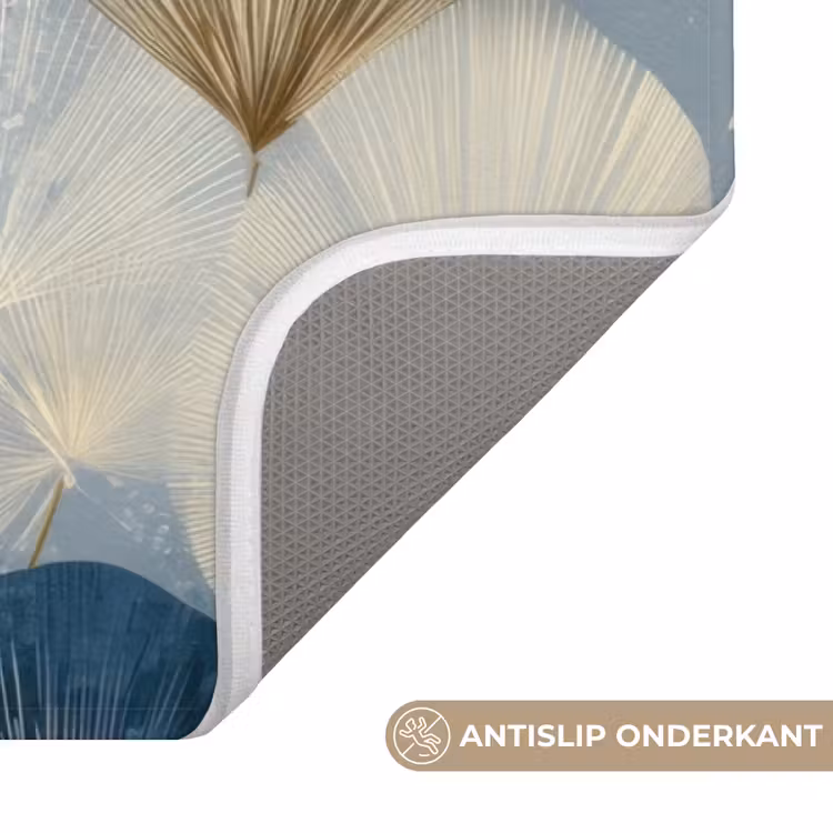 Badmat - Bladeren - Abstract - Goud - Blauw — 3