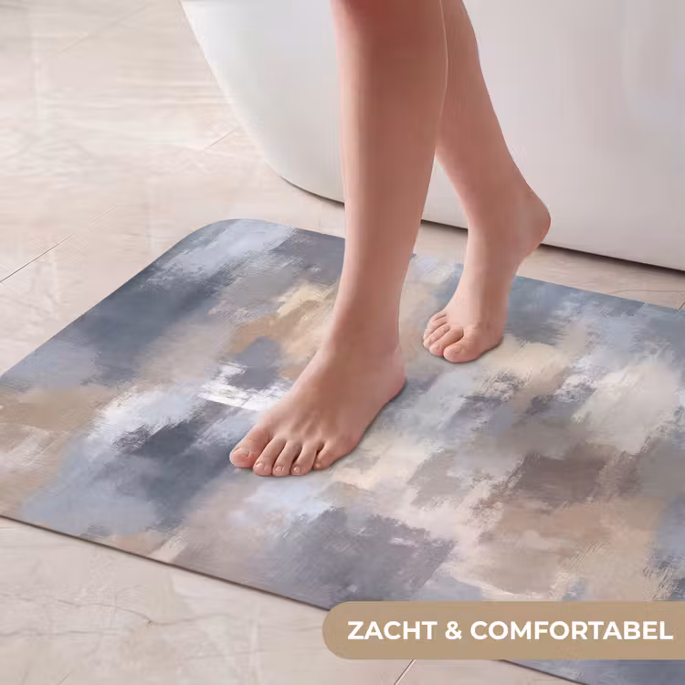 Badmat - Penseelstreken - Schilderij - Beige — 5