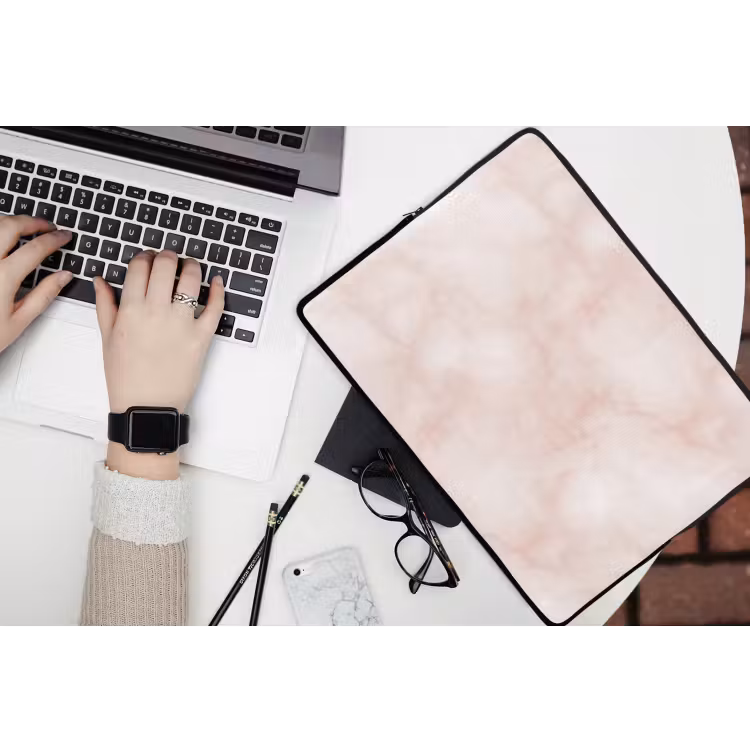 Laptophoes - Roze - Marmer - Crème — 3