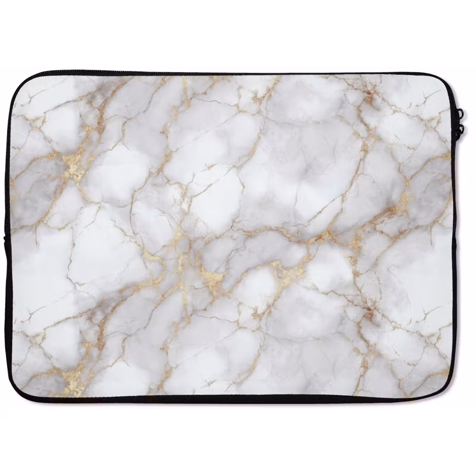 Laptophoes - Wit - Goud - Marmer - Grijs — 1