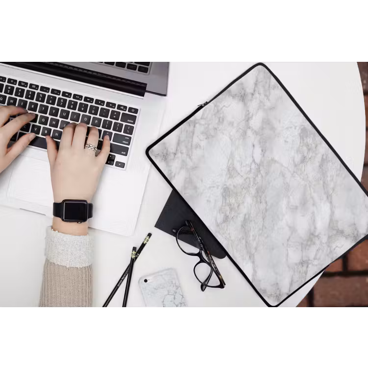 Laptophoes - Grijs - Wit - Marmer — 3