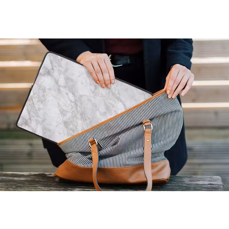 Laptophoes - Grijs - Wit - Marmer — 4